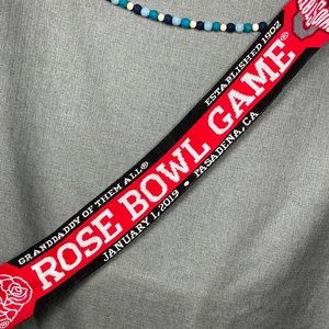 OSU Rose Bowl Game Commemorative Knit Scarf Red Black and White Apprx 63”x6.75”